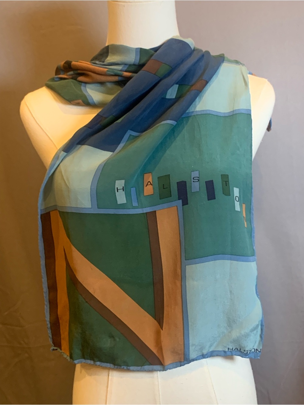 Vintage Halston Lifestyle Silk Scarf Colorblock